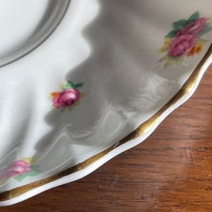 Vintage Pink Rosebud Gold Saucer Royal Doulton Bone China